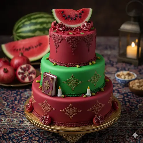 کیک فوندانت شب یلدا