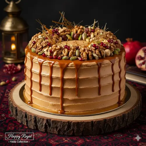 کیک یلدا با طرح آجیل