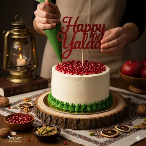 تزیین کیک شب یلدا خانگی 1404