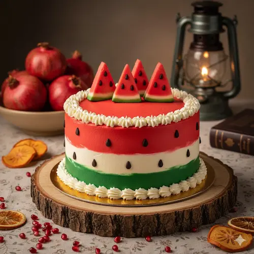 تزیین کیک شب یلدا خانگی